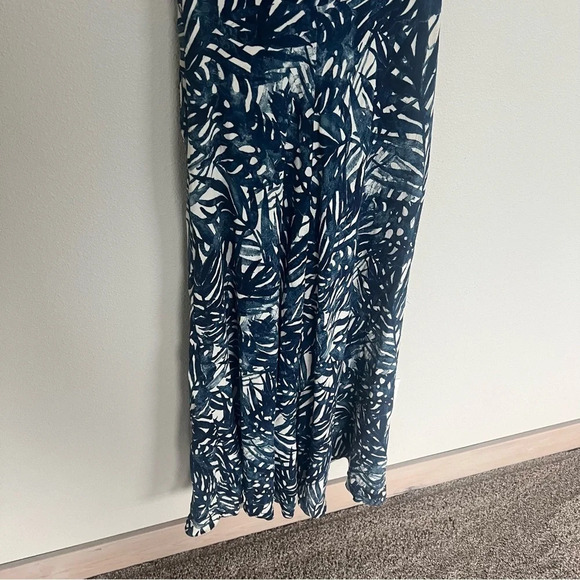 Jonathan Simkhai Priscilla Palm Print Sleeveless V-Neck Midi Dress Blue Women 2 - Picture 11 of 12